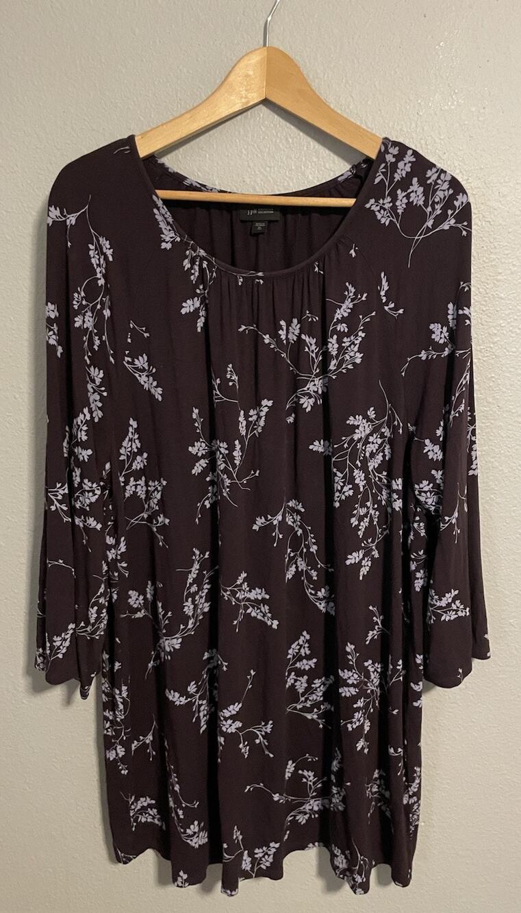 J. Jill Womens Top Size Tall XL Purple Floral Wearever Collection Romantic